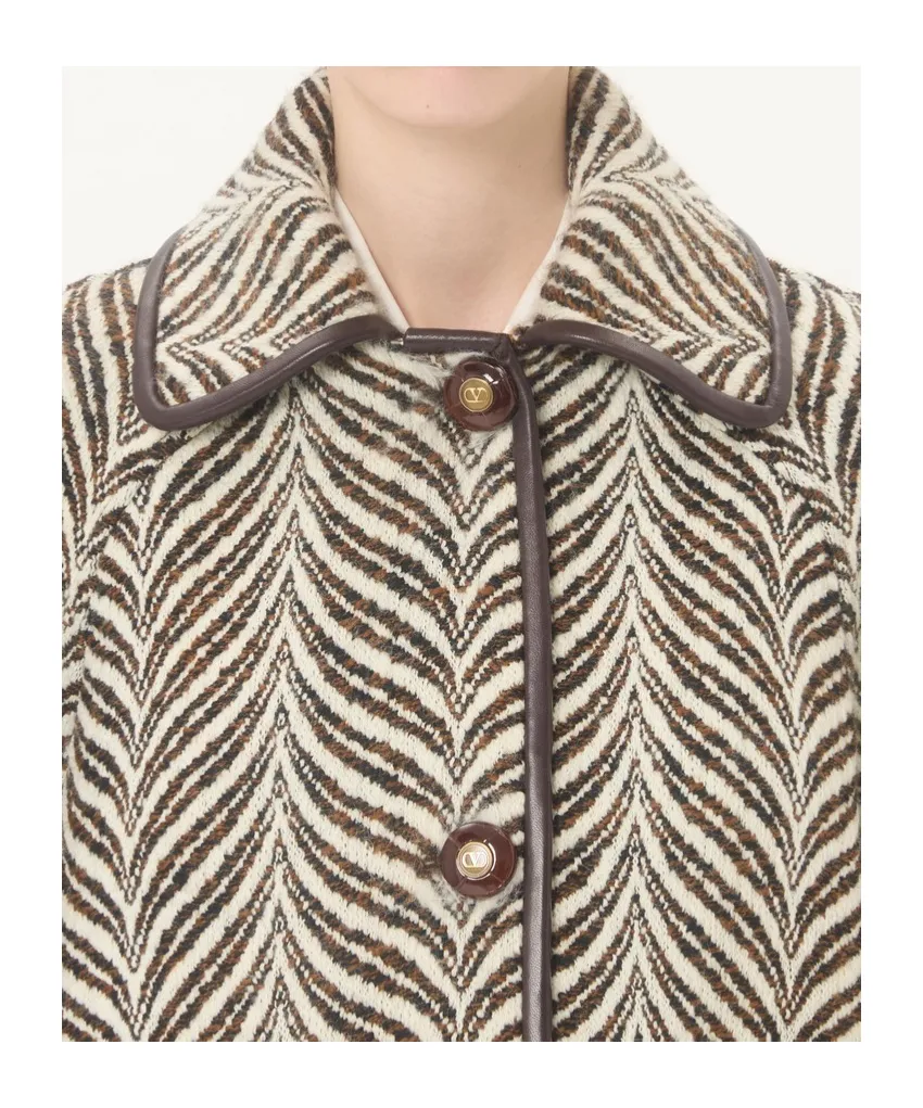 Wool Cloth Caban In Fauve Eclat Animal Print