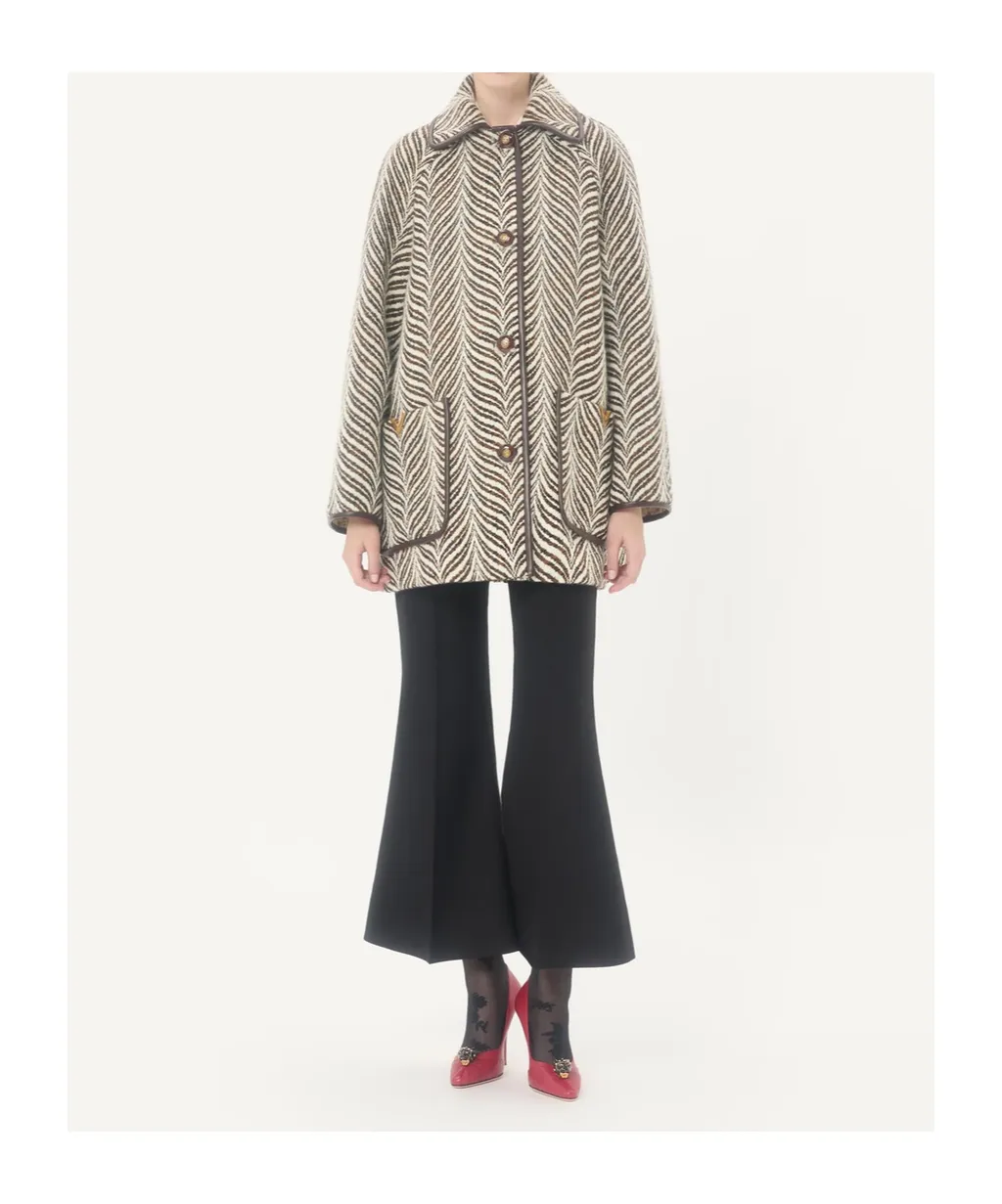 Wool Cloth Caban In Fauve Eclat Animal Print
