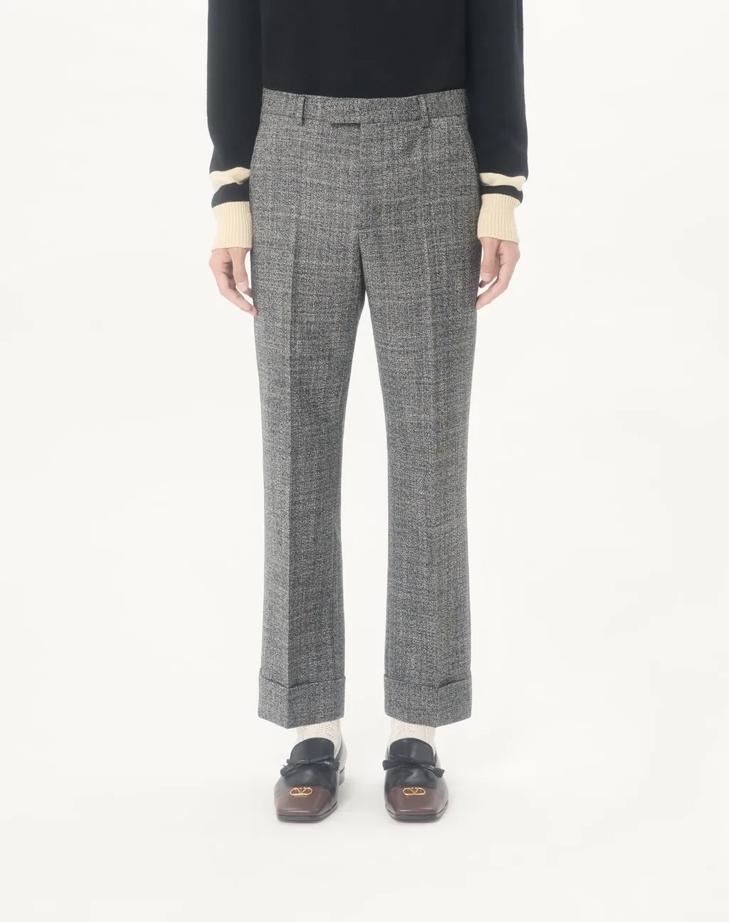 Valentino Mouliné Wool Trousers With Turn-Ups