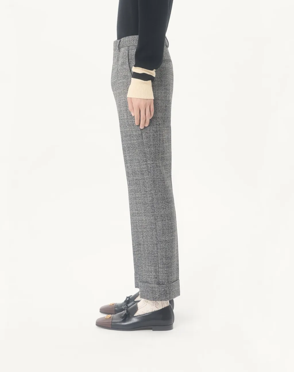 Valentino Mouliné Wool Trousers With Turn-Ups