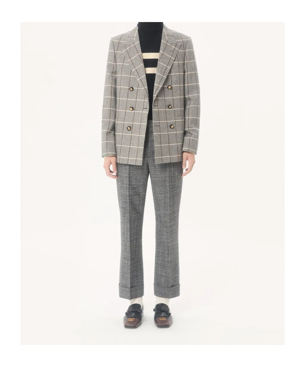 Valentino Mouliné Wool Trousers With Turn-Ups