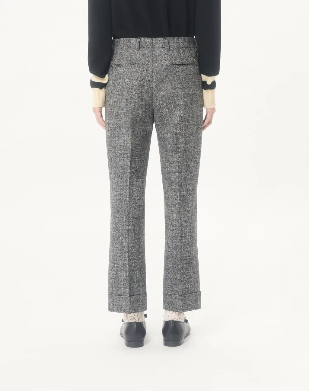 Valentino Mouliné Wool Trousers With Turn-Ups