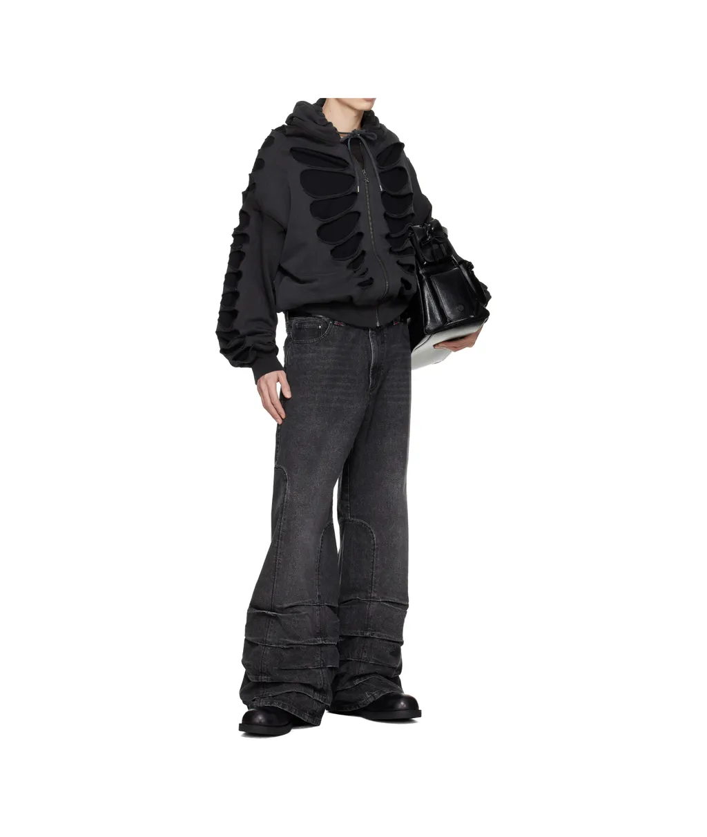 Smoke-Detailed Wide-Leg Jeans