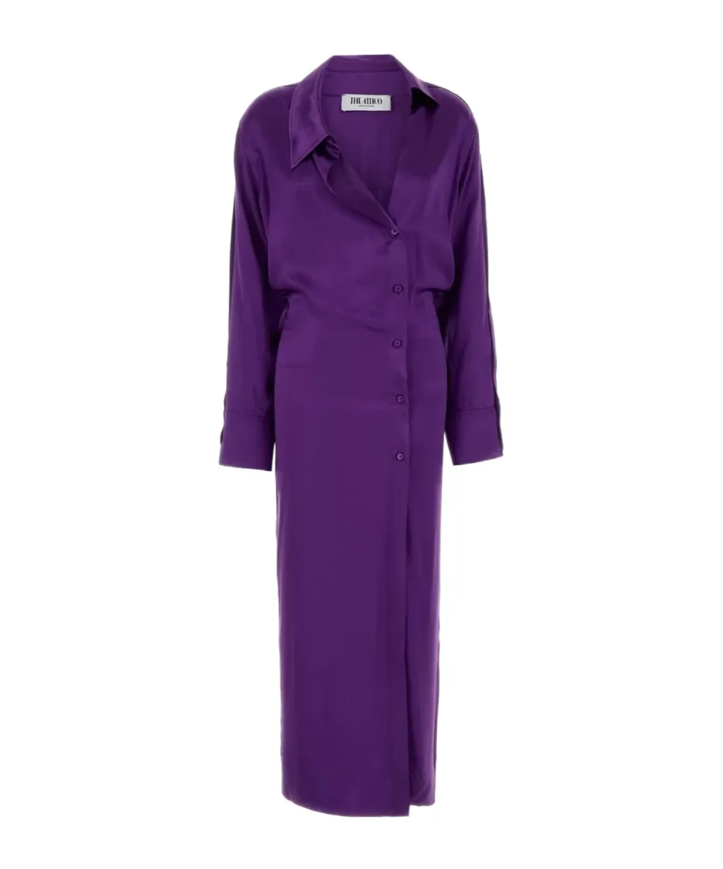 The Attico Satin Buttoned Shirt Dress