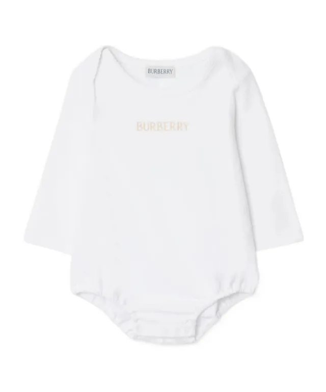 Burberry Kids Checked Logo Embroidered Dress Body Set