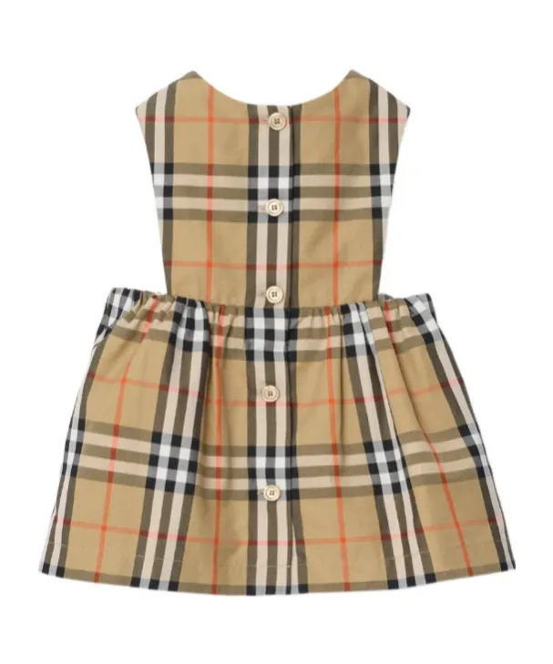 Burberry Kids Checked Logo Embroidered Dress Body Set