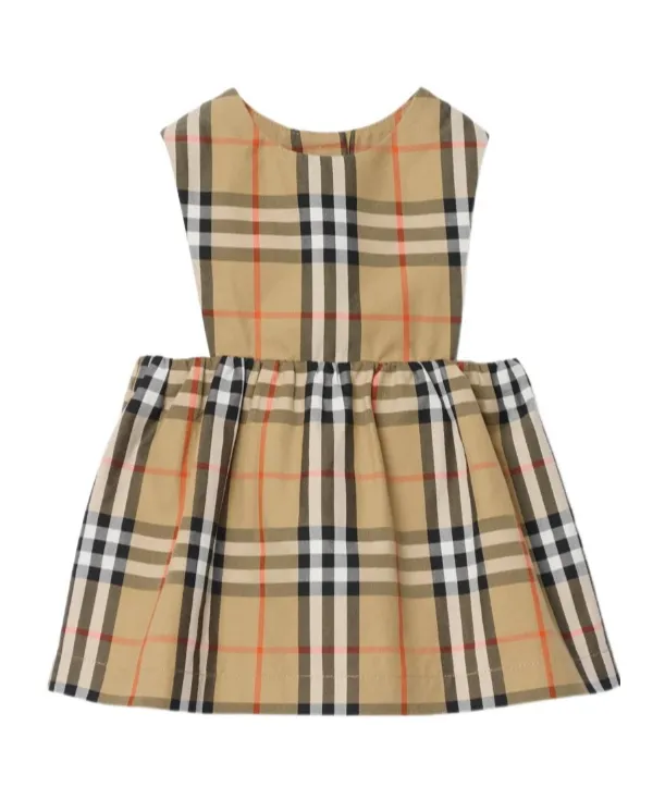 Burberry Kids Checked Logo Embroidered Dress Body Set