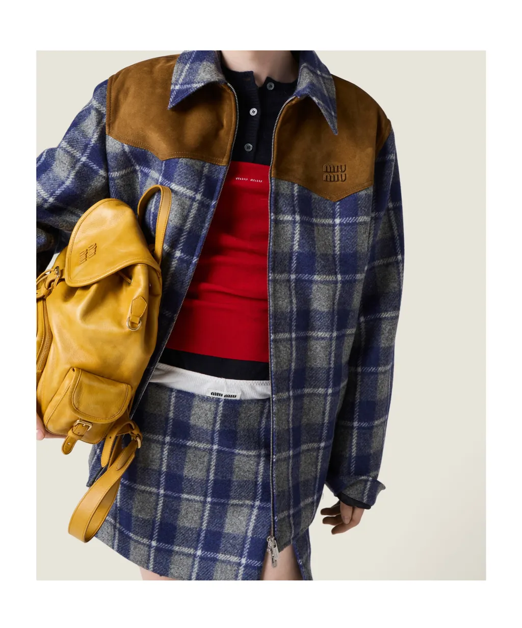 Miu Miu Zip-Up Checked Jacket