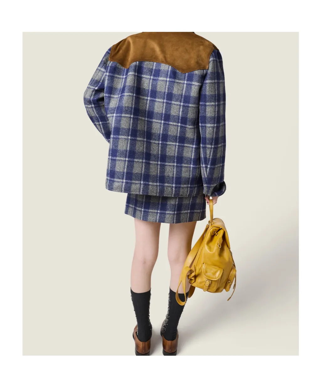 Miu Miu Zip-Up Checked Jacket