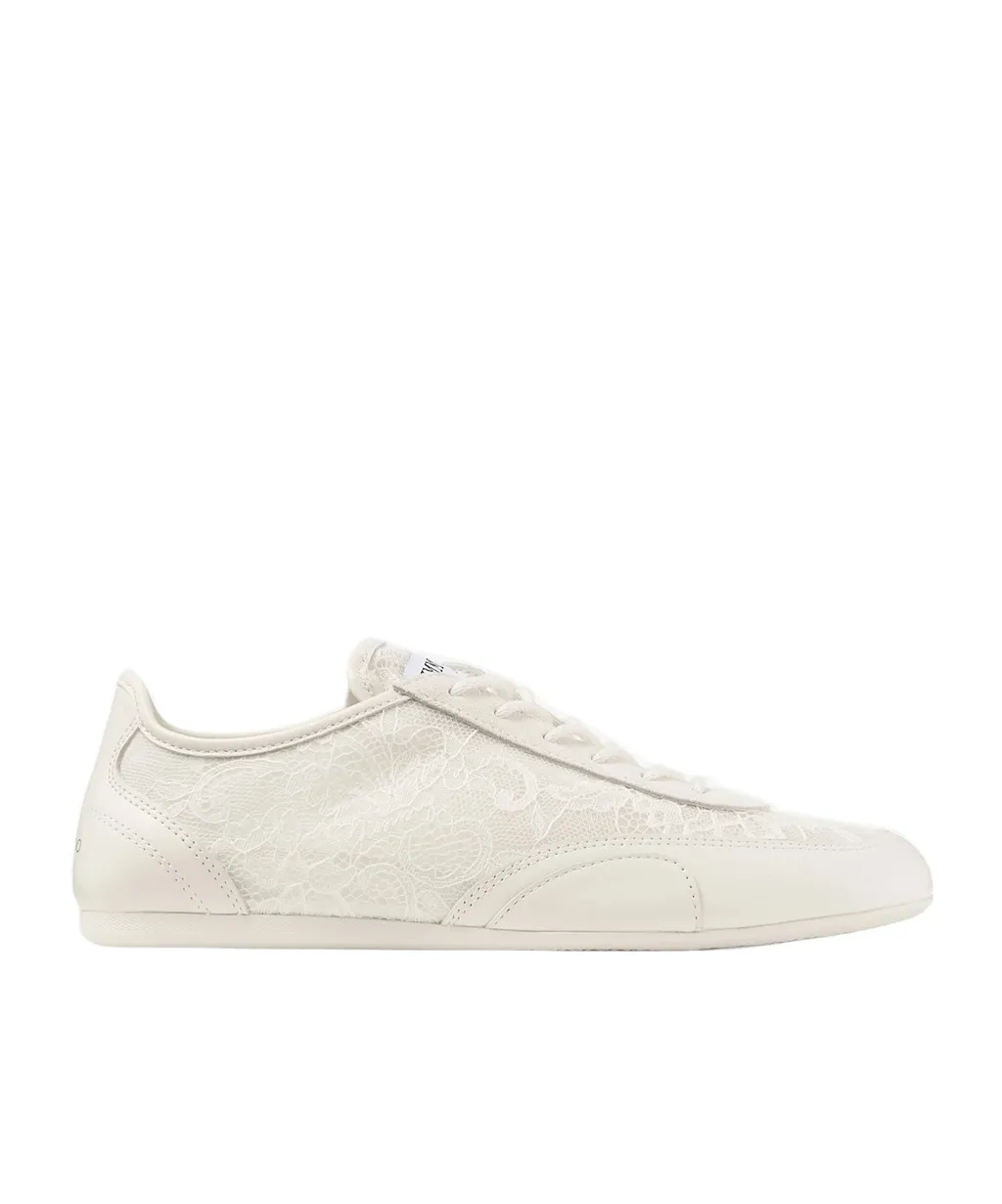 Latte Leather Mix And Jimmy Choo Lace Low Top Trainers
