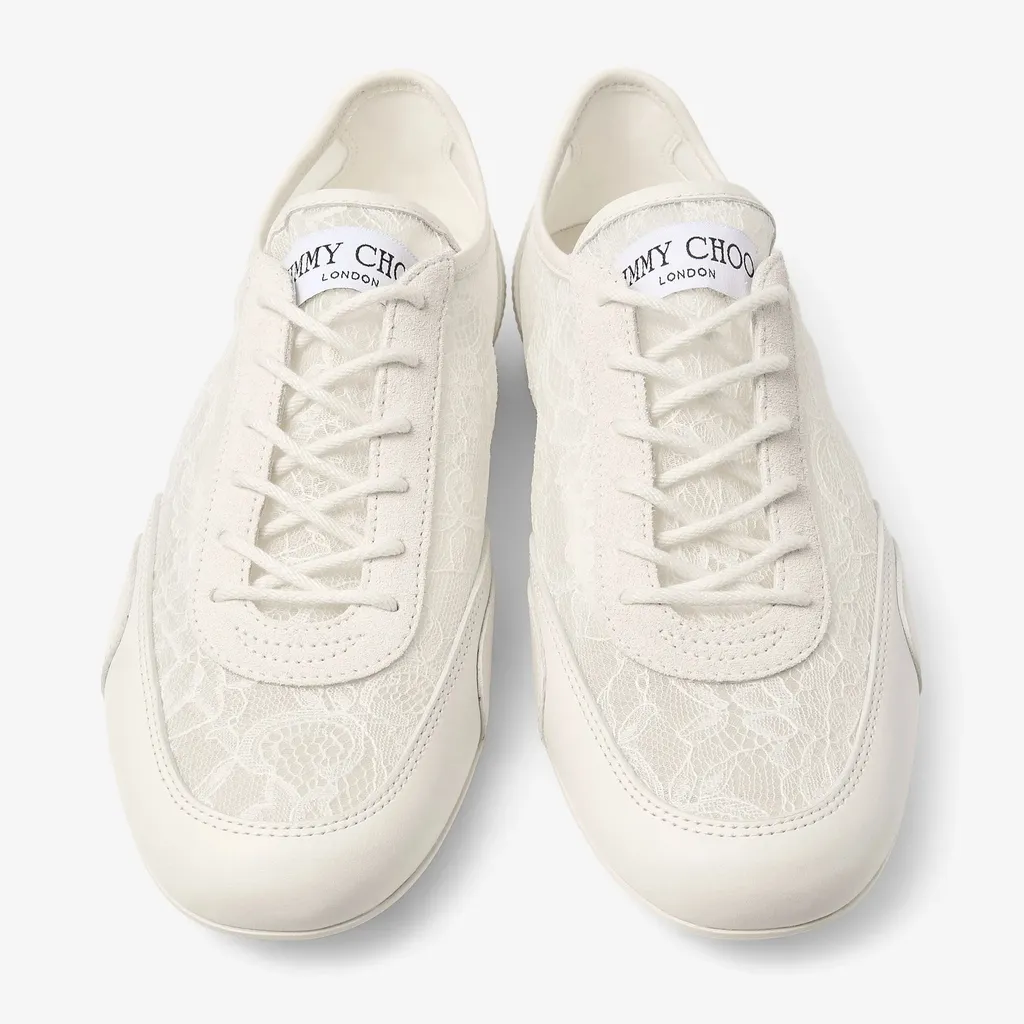 Latte Leather Mix And Jimmy Choo Lace Low Top Trainers