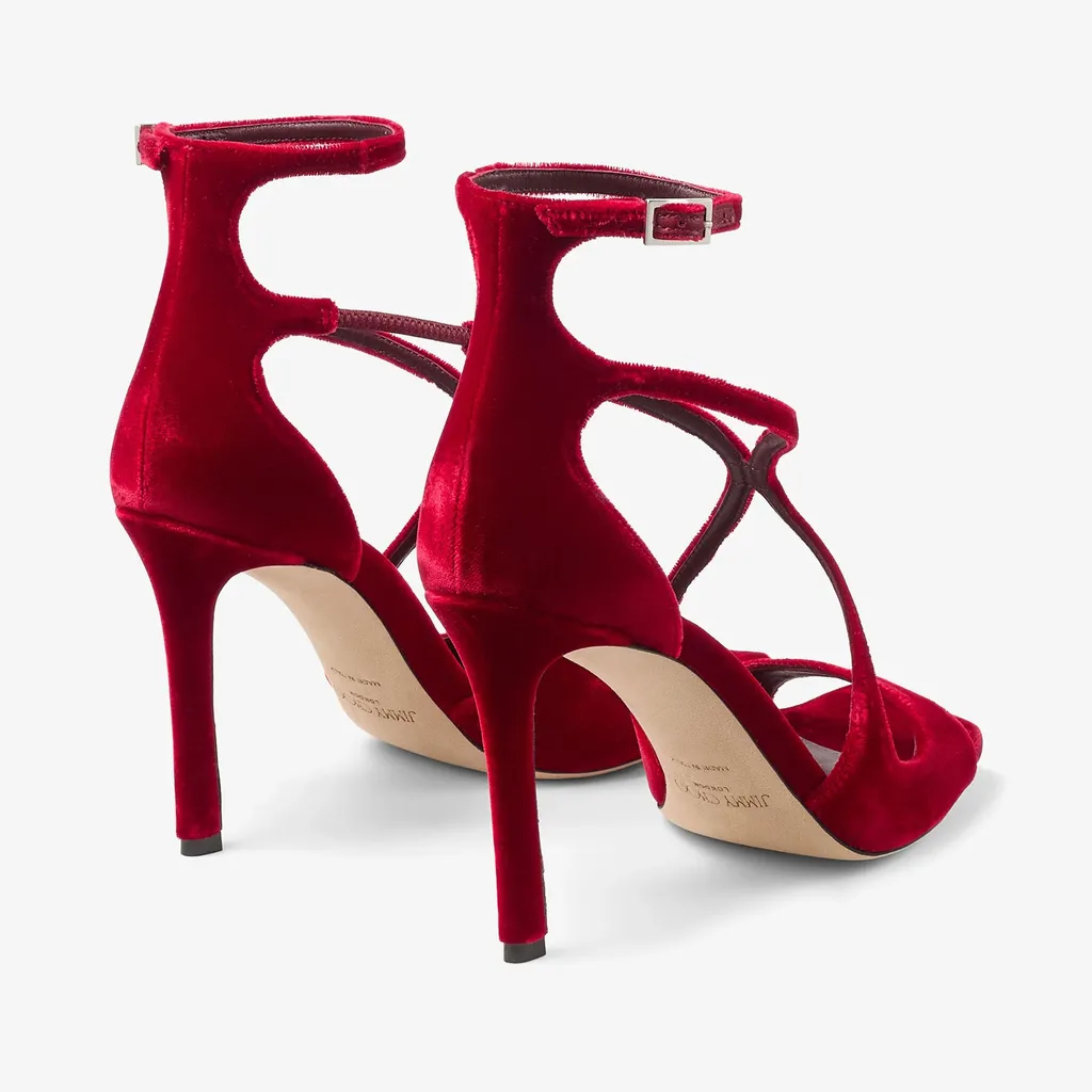 Ruby Red Velvet Sandals