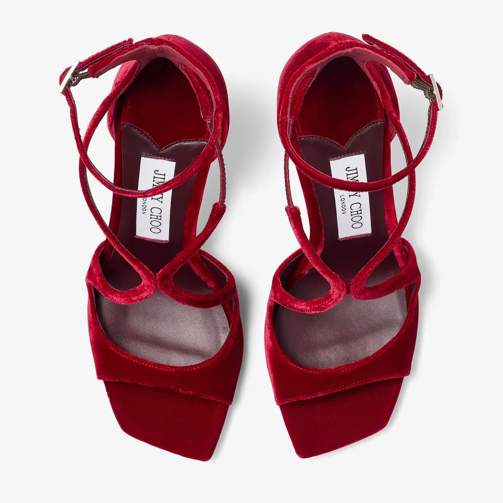 Ruby Red Velvet Sandals