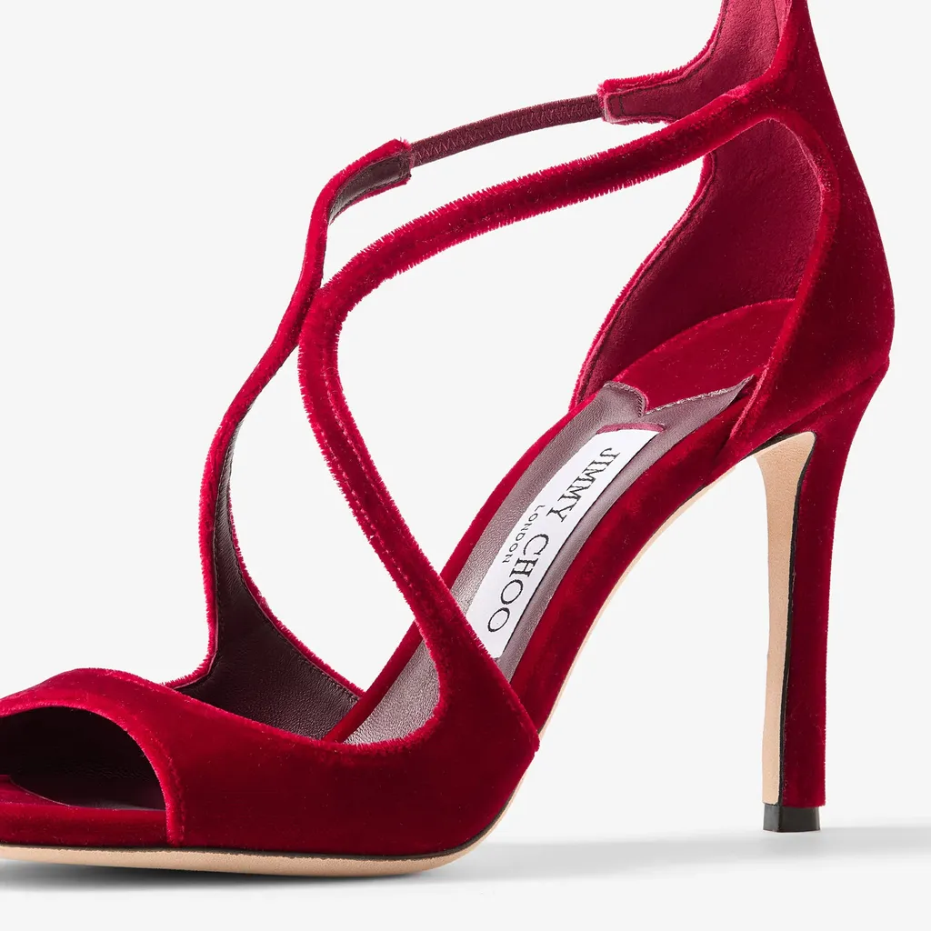 Ruby Red Velvet Sandals