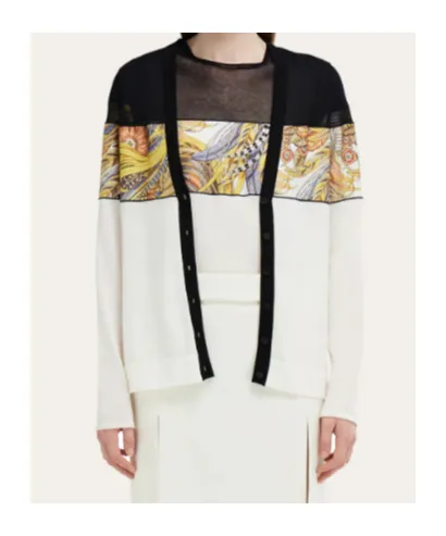 V-Neck Cardigan With Silk Inserts