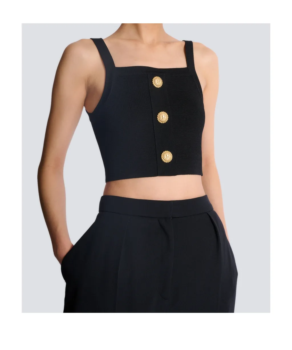 Balmain Buttons Knit Bralette Top