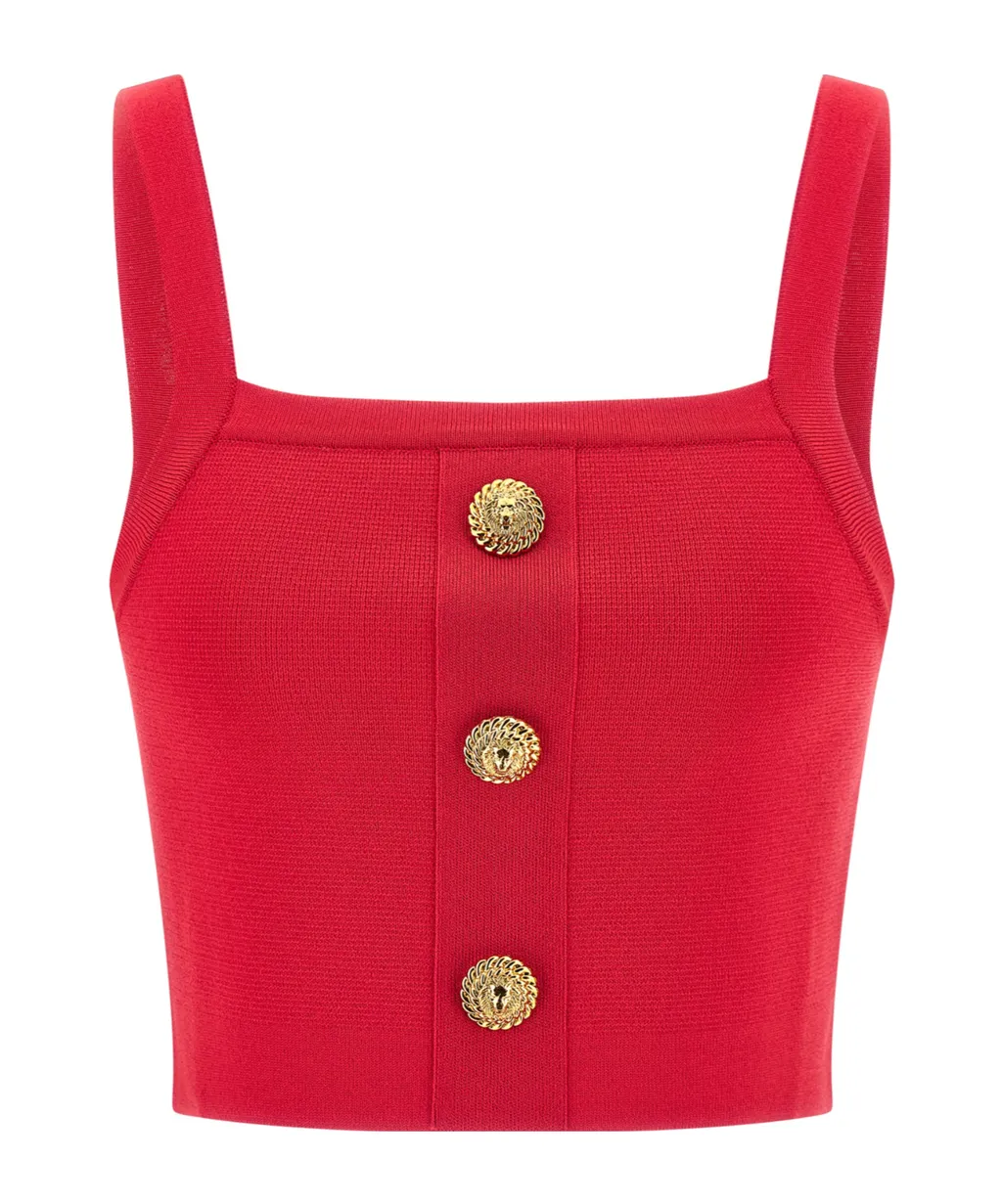 Balmain Buttons Knit Bralette Top