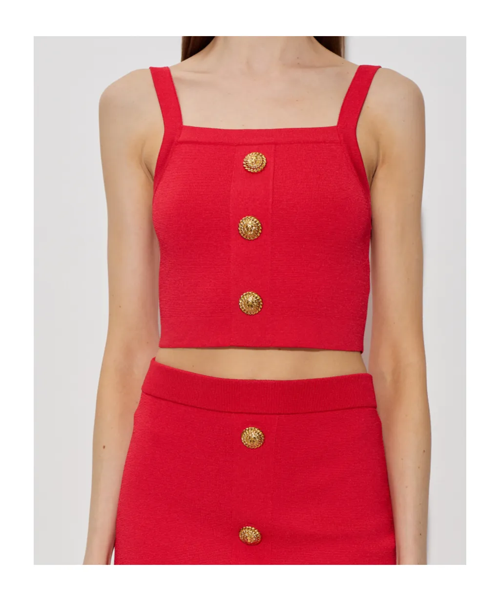 Balmain Buttons Knit Bralette Top