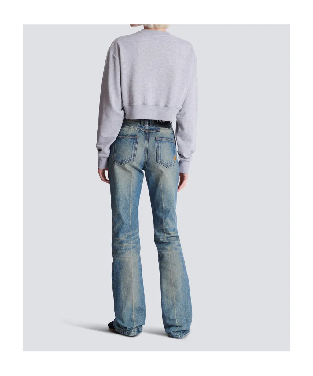 Balmain Logo Printed Cropped Sweatshirt