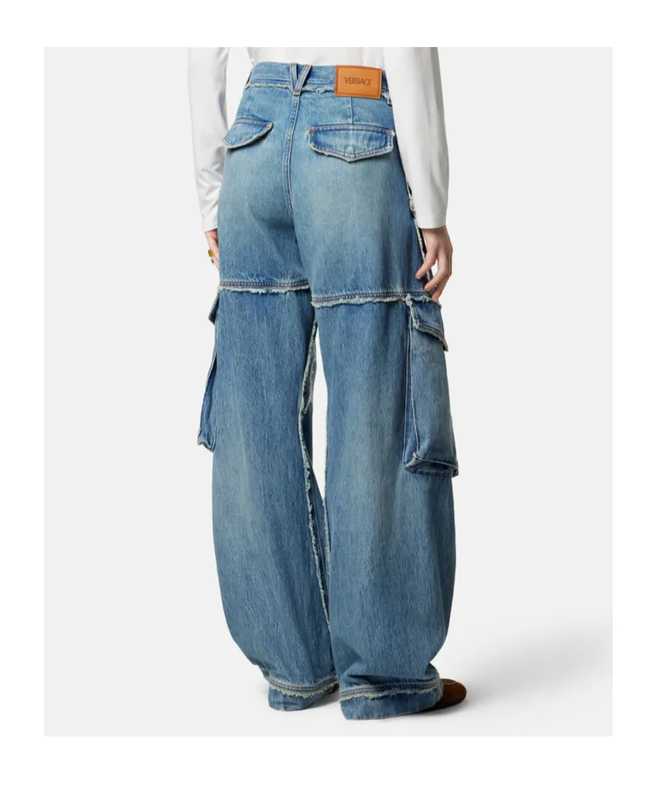 Versace Logo-Rise Cargo Jeans