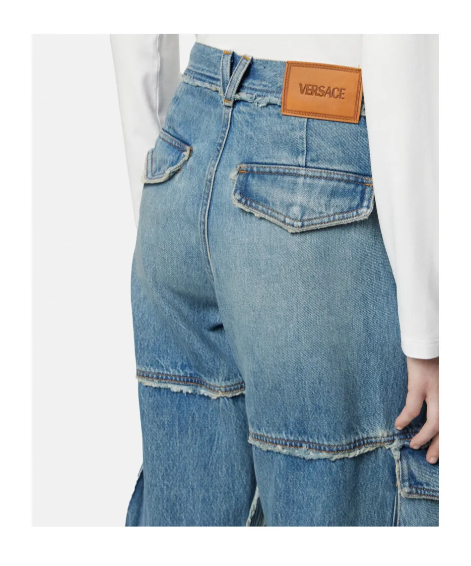 Versace Logo-Rise Cargo Jeans