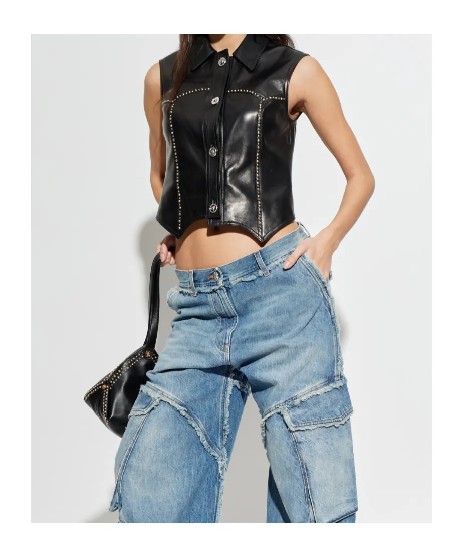Versace Stud-Embellished Button-Up Gilet