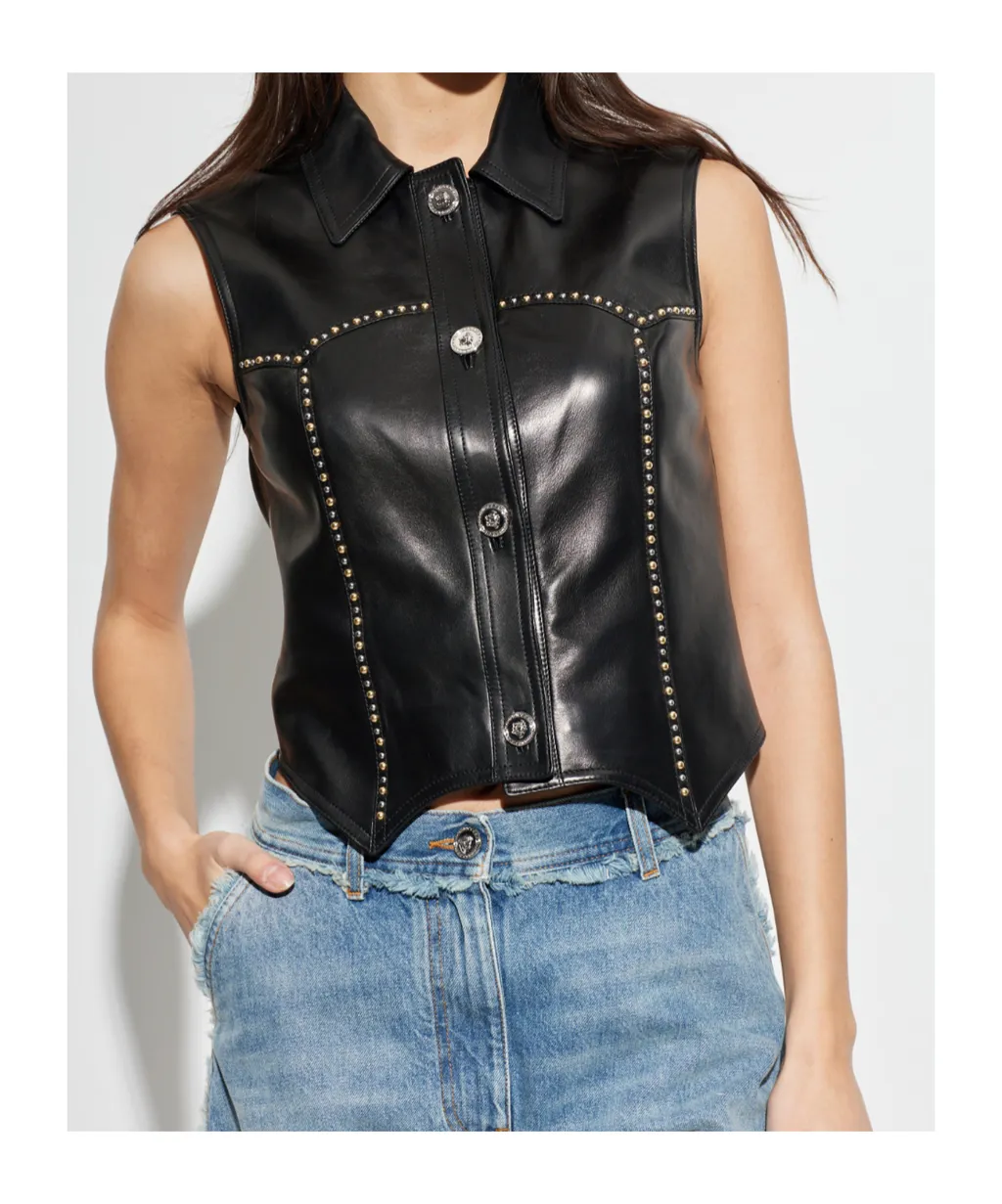 Versace Stud-Embellished Button-Up Gilet