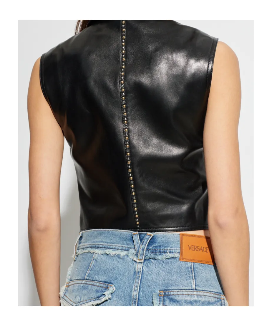 Versace Stud-Embellished Button-Up Gilet