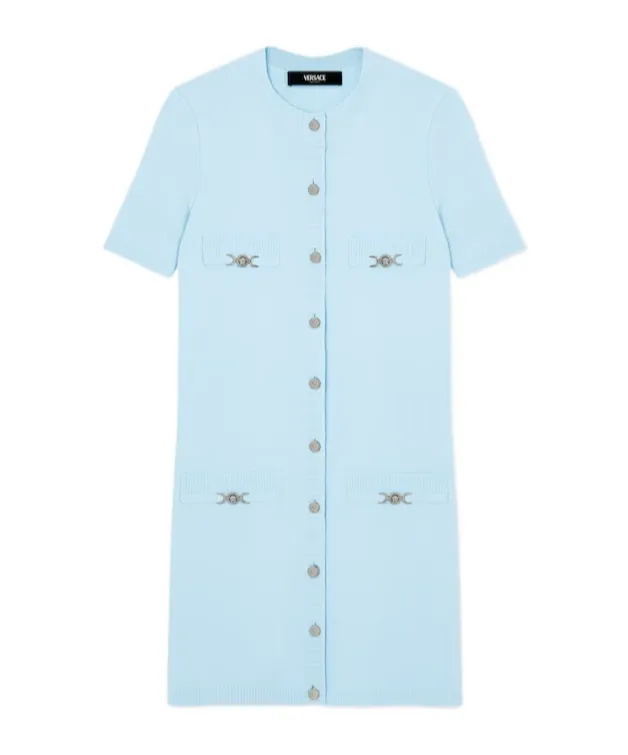 Versace Crewneck Knitted Shirt Dress