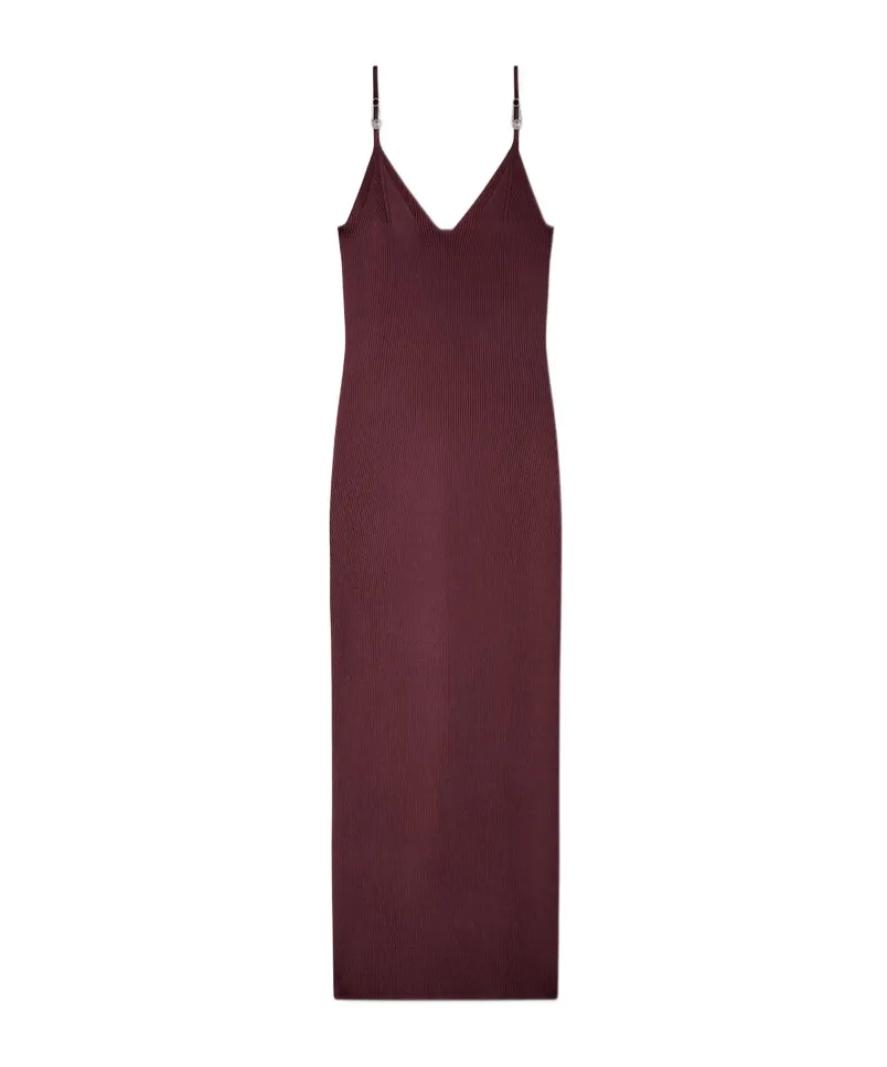 Versace Safety-Pin Suspender Ribbed Midi Dress