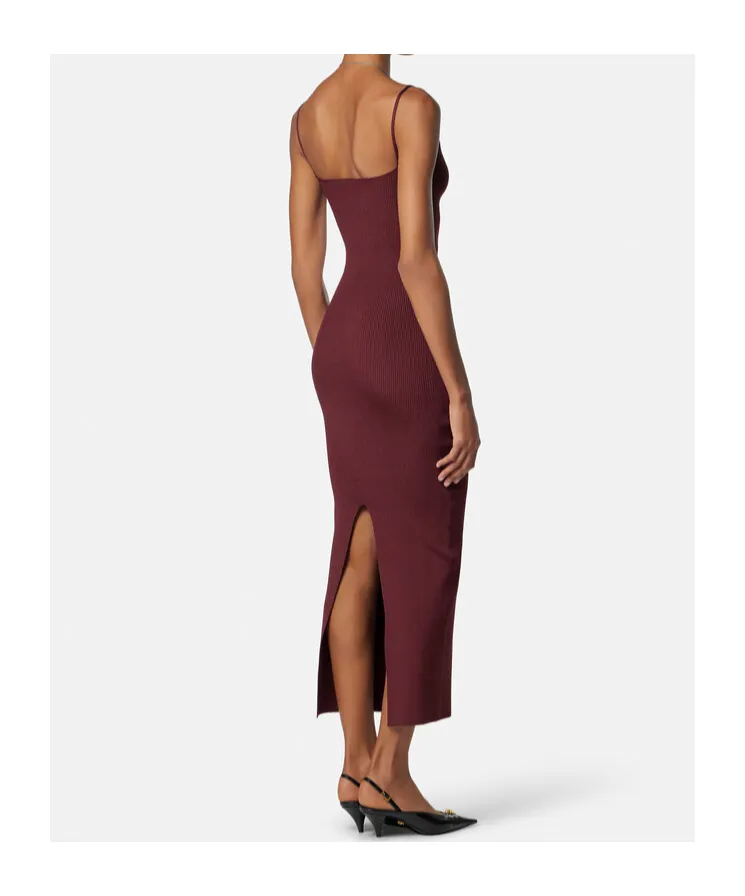 Versace Safety-Pin Suspender Ribbed Midi Dress