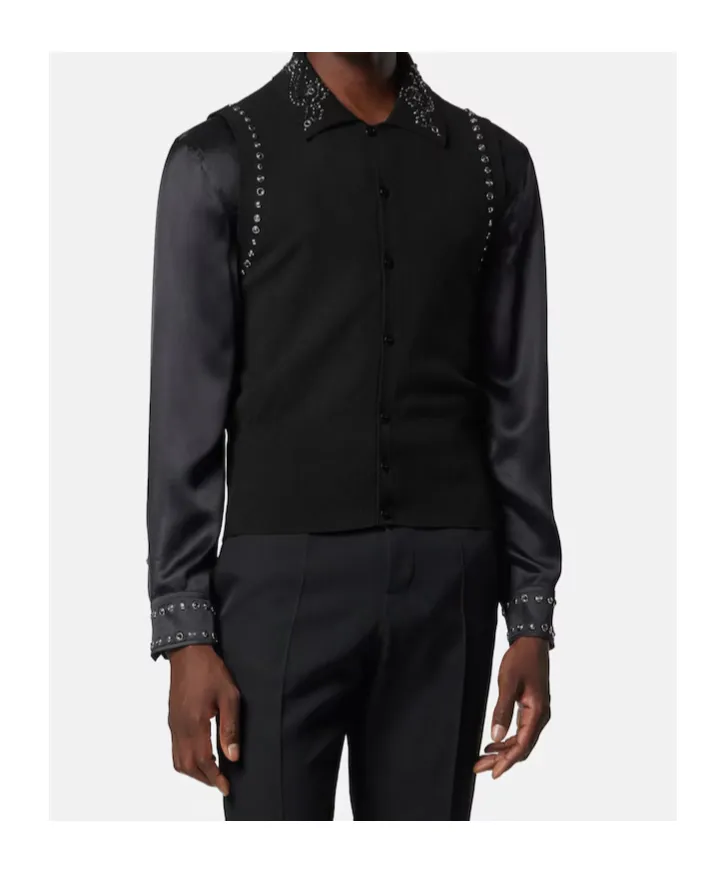 Versace Embellished Sleeveless Knitted Top