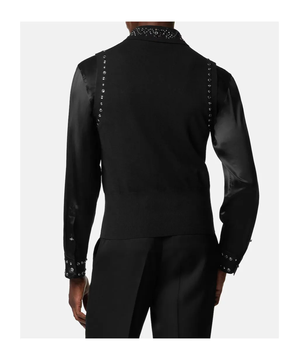 Versace Embellished Sleeveless Knitted Top