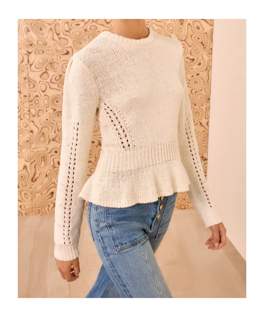 Peplum Puff-Sleeve Sweater
