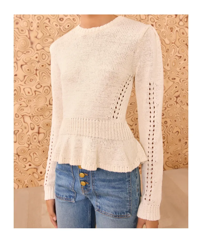 Peplum Puff-Sleeve Sweater