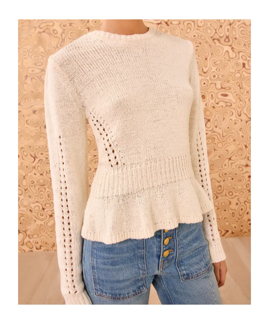 Peplum Puff-Sleeve Sweater