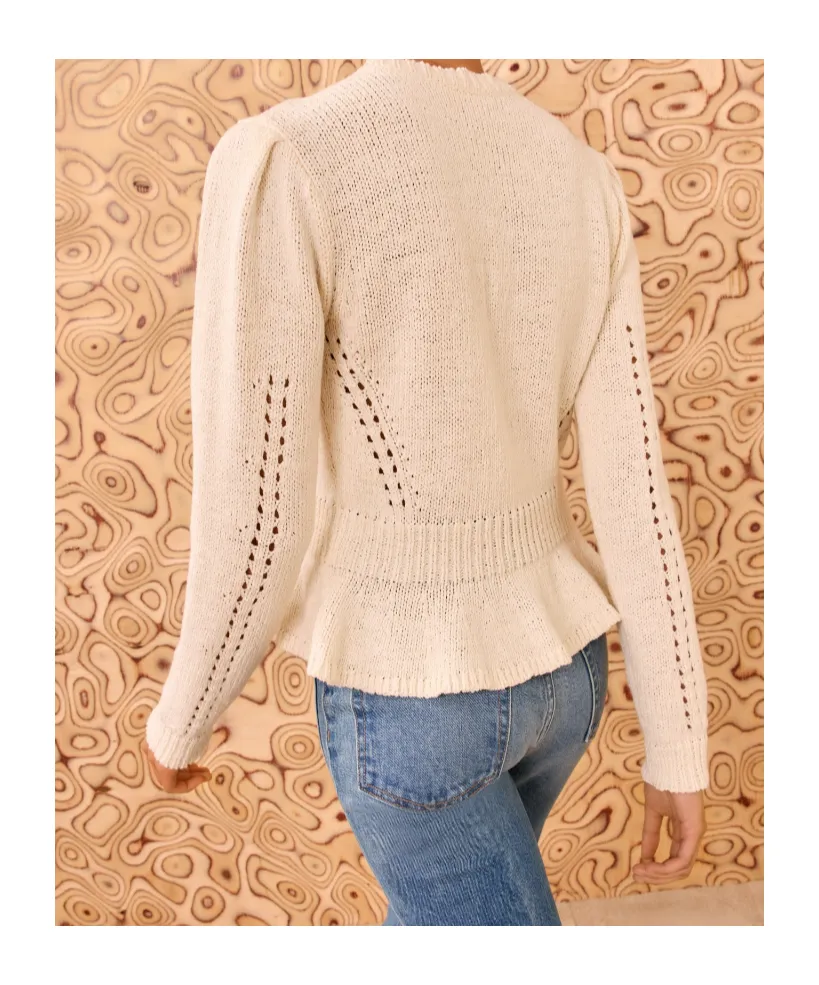 Peplum Puff-Sleeve Sweater