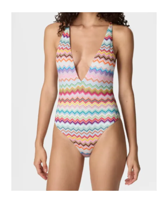 Missoni Pixel-Effect Zigzag Pattern One-Piece Swimsuit