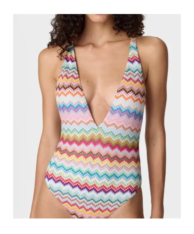 Missoni Pixel-Effect Zigzag Pattern One-Piece Swimsuit