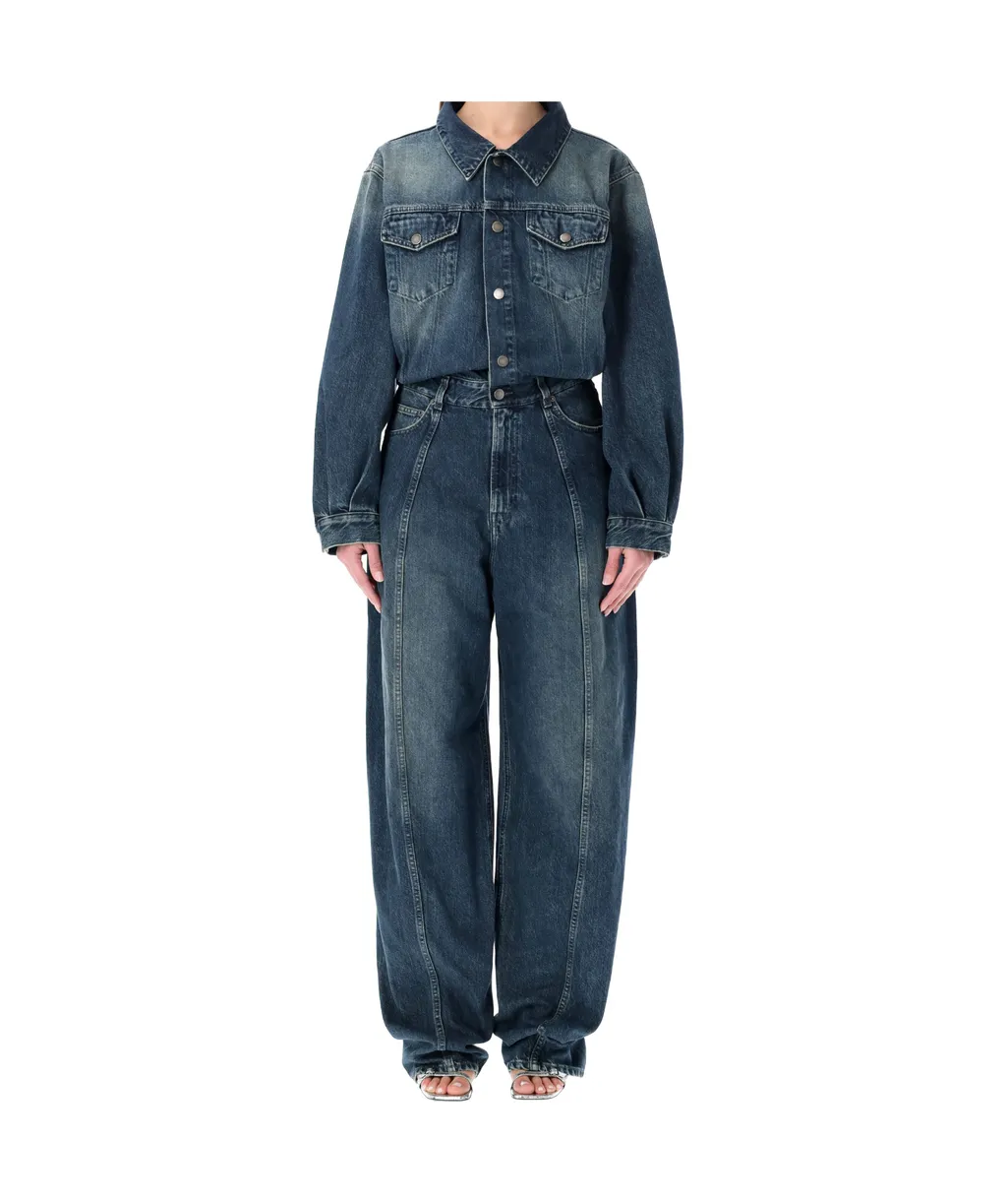 Haikure Denim Long-Sleeved Jumpsuit