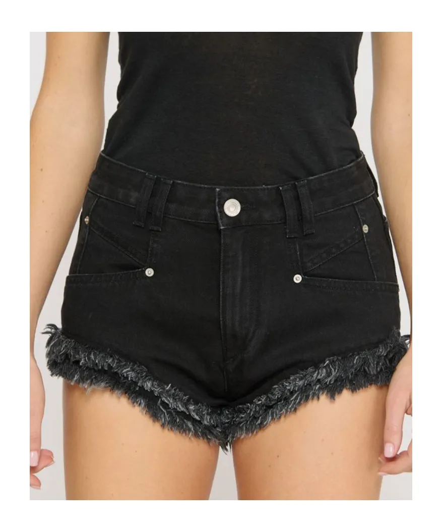 Eneidala Frayed-Hem Denim Short