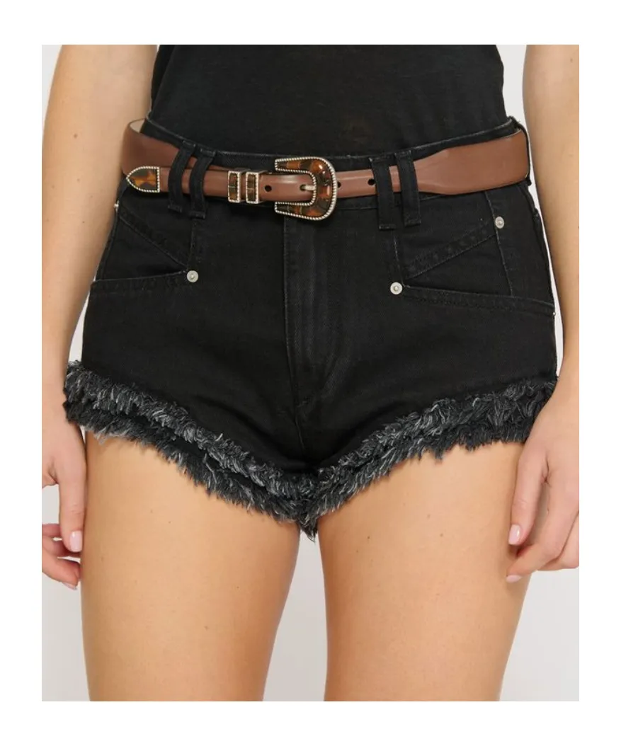 Eneidala Frayed-Hem Denim Short