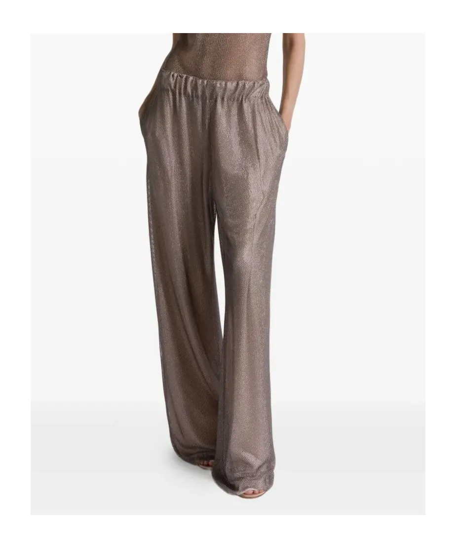 Alberta Ferretti Wide-Leg Embellished Net Trousers