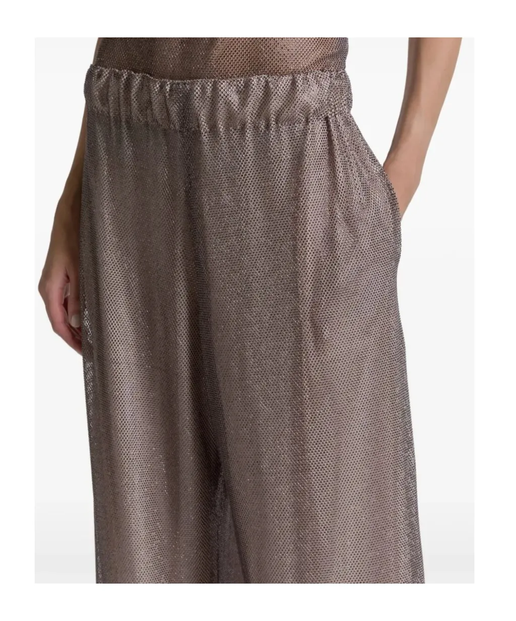 Alberta Ferretti Wide-Leg Embellished Net Trousers