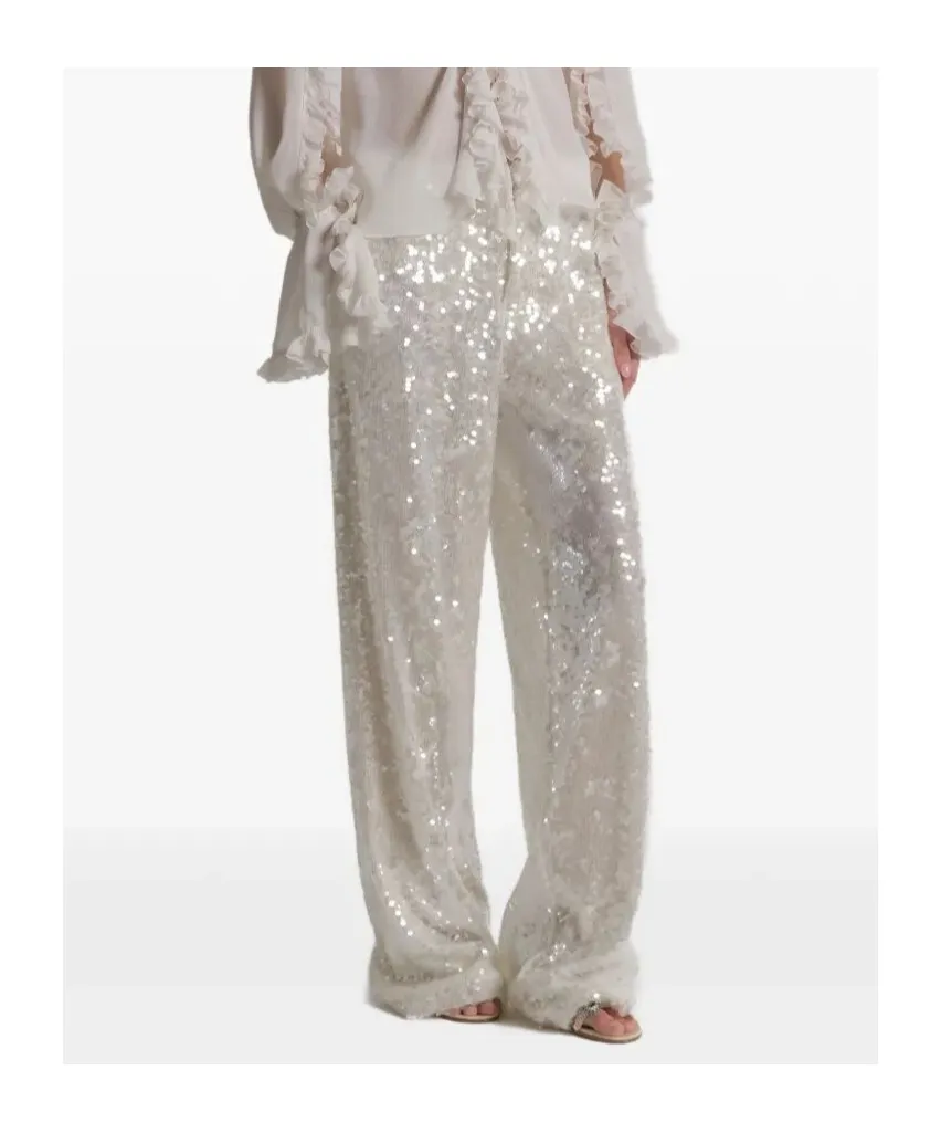 Alberta Ferretti Straight-Leg Sequin Embellished Trousers