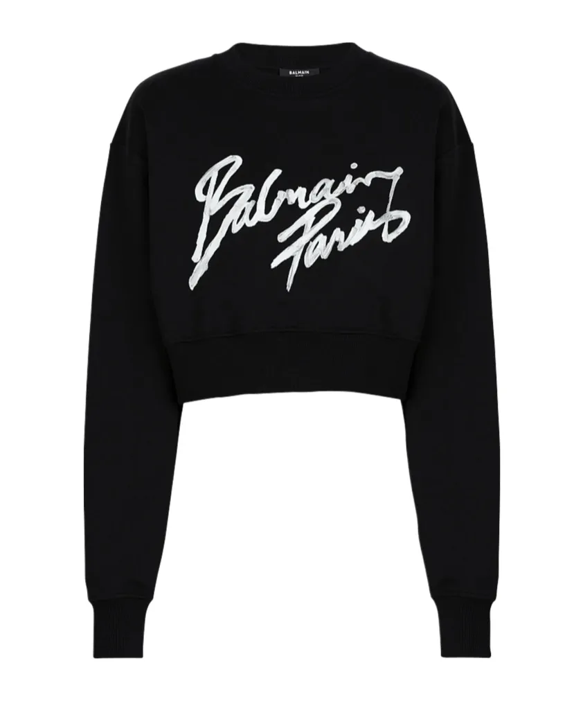 Balmain Logo Printed Cropped Sweatshirt