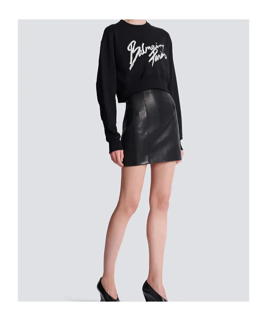 Balmain Logo Printed Cropped Sweatshirt