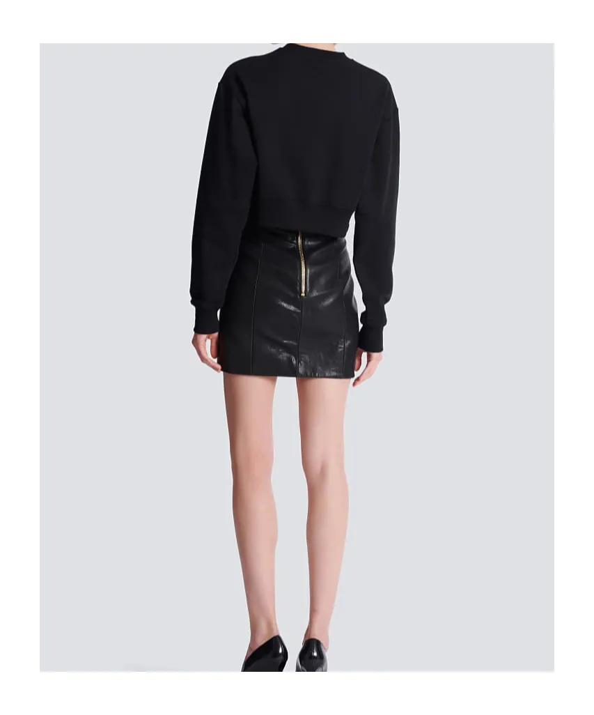 Balmain Logo Printed Cropped Sweatshirt