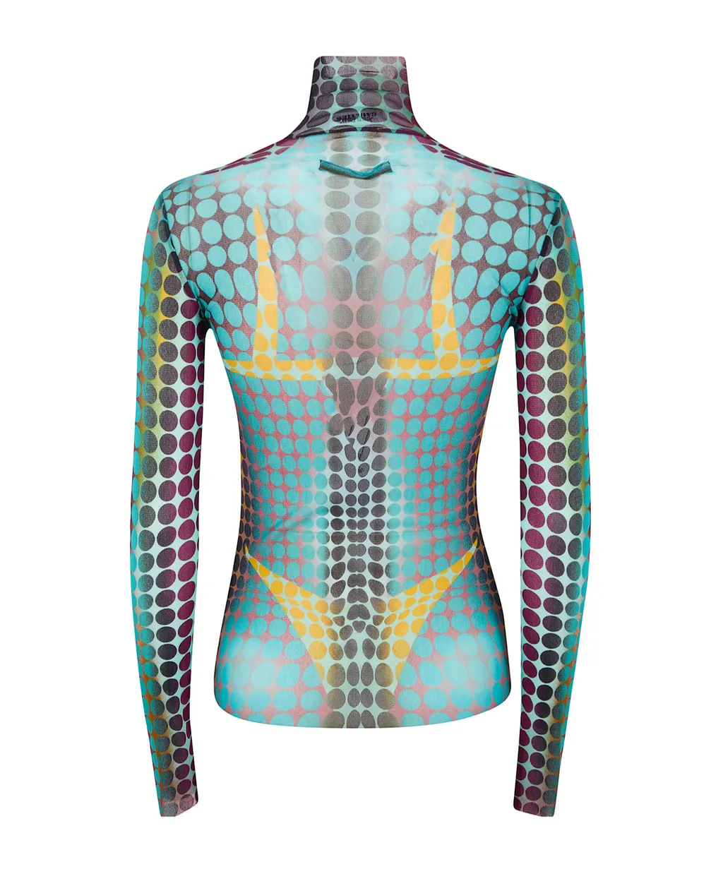 High-Neck Dots-Print Top