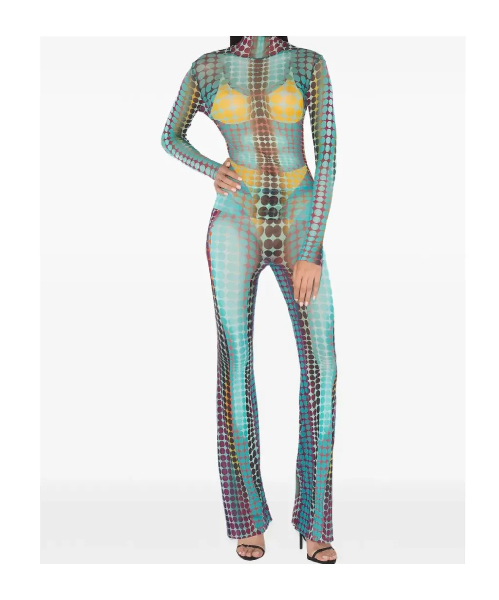 High-Neck Dots-Print Top